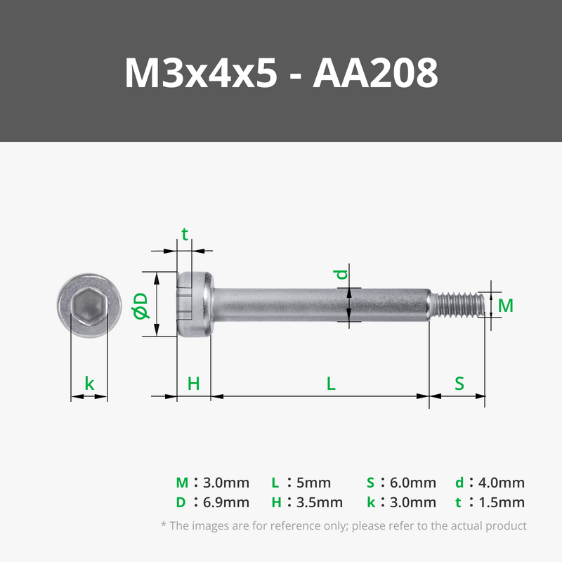 M3 Socket Head Shoulder Machine Screws (SHSS)