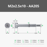 M2 Socket Head Shoulder Machine Screws (SHSS)