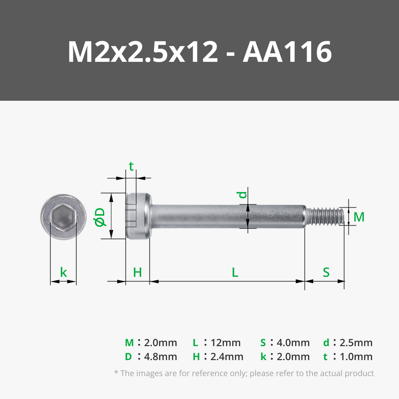 M2 Socket Head Shoulder Machine Screws (SHSS)