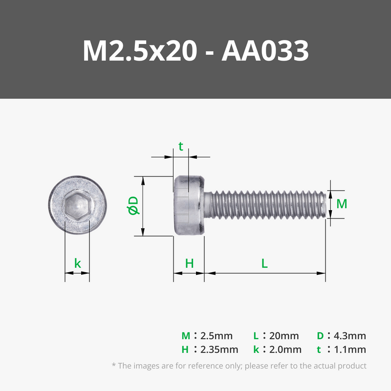 M2.5 Socket Head Cap Machine Screws (SHCS)