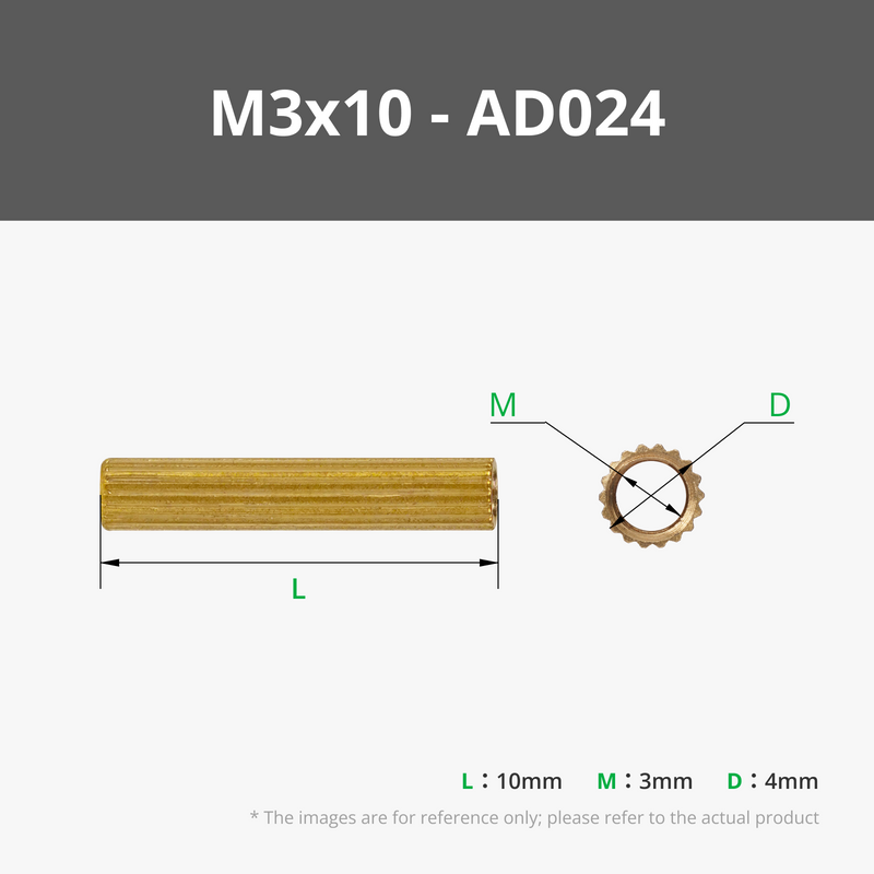 M3 Double-pass Knurled Brass Stud