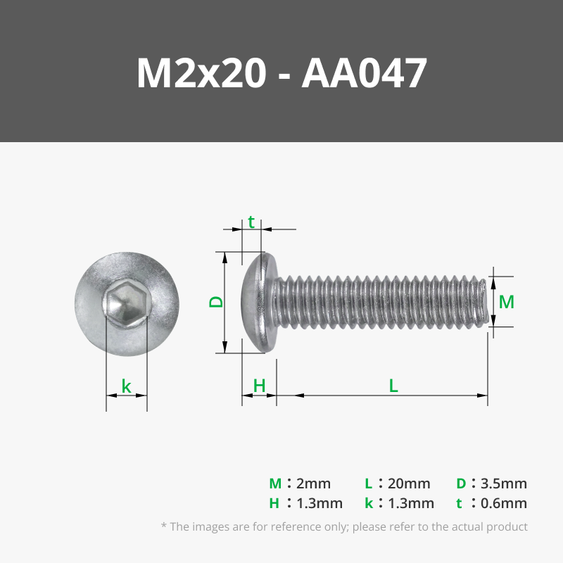 M2 Button Head Cap Machine Screws (BHCS)