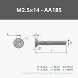 M2.5 Flat Head Cap Machine Screws (FHCS)